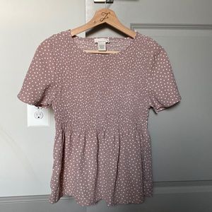 Urban Romantics- Mauve, Polka-Dot Blouse